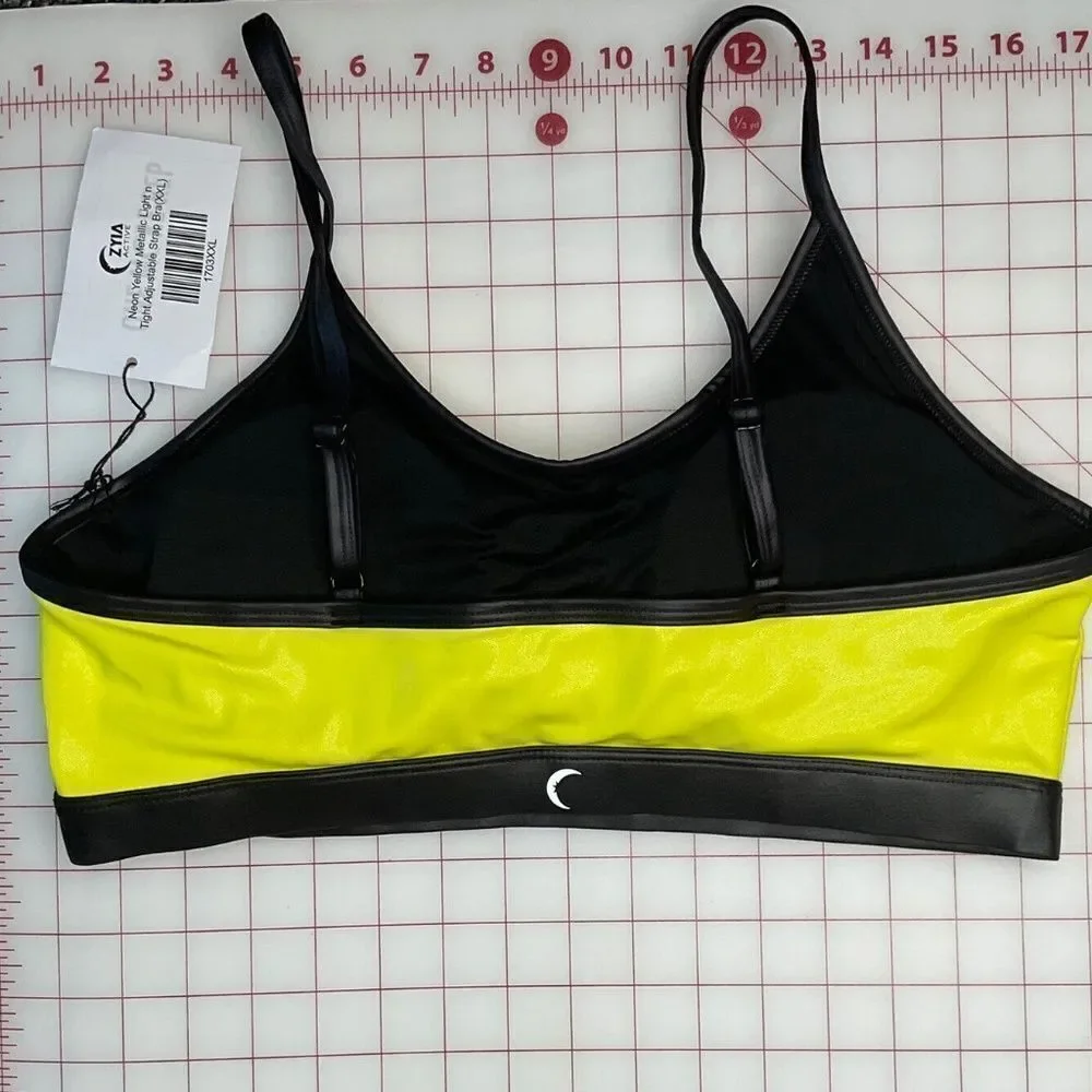 NWT Zyia Active Womens Yellow Light N Tight Adjustable Strap Sports Bra‎ XXL